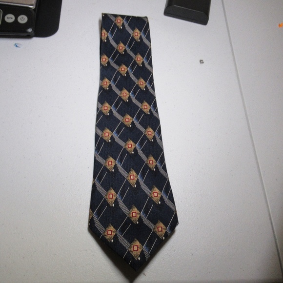 Navy Blue Tie W/ red,gold pattern Jos. A. Bank - Picture 1 of 5
